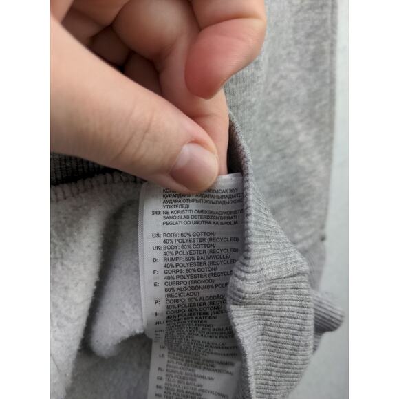 Mens Adidas Pullover Hoodie Size L Gray Big Wraparound Logo Sweatshirt - Picture 10 of 12